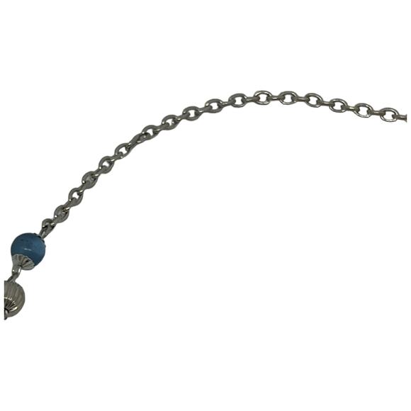 Elegant Blue and Silver Beaded Necklace - Picture 10 of 11